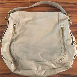 Elliott Lucca beige/ light tan leather handbag.